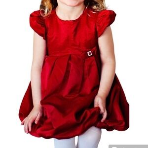 Biscotti Collezioni red satin short sleeve poofy fancy satin holiday dress  3T